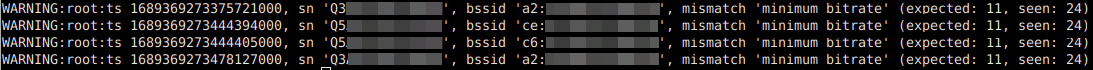 Minimum bitrate mismatch warning